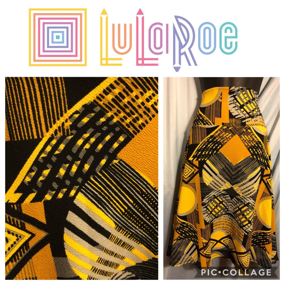 Lularoe Medium Black and Yellow Azure Skirt